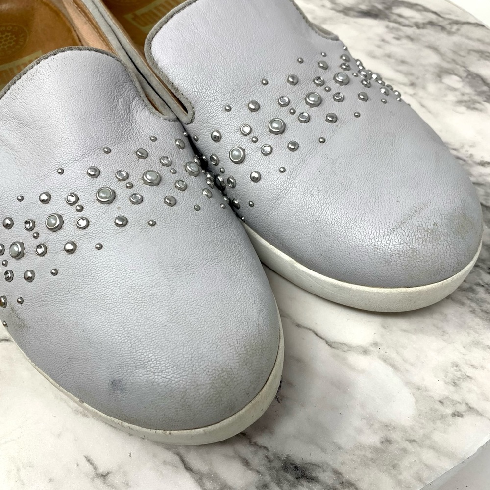 FitFlop Audrey Pearl Stud Gray Comfort Casual Loafer 8.5 Classic Comfy Neutral - Picture 9 of 16